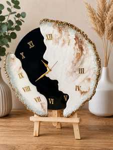 Horloge murale Art Déco en résine faite à la main, effet marbre, aiguilles silencieuses, mouvement à quartz, décoration de salon, Diwali, best-seller - Product Image 6