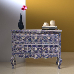 Table console en os incrusté, style traditionnel, motif floral, pour chambre, salon, appartement, hôtels, d'inspiration marocaine - Product Image 2
