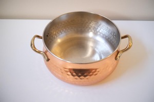 Heat Resistant for Gas and Induction Cooker Hammered Copper Soup <b>Pot</b> with <b>Lid</b> Double Handle Vintage Design - Product Image 4