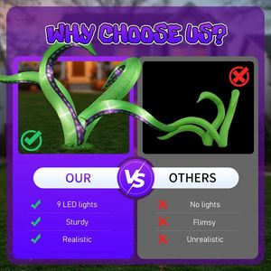 Paquete de 2 Tentáculos de Pulpo Inflables Colgantes de Halloween con Luces LED, Impresionantes Decoraciones para Jardín en Exteriores - Product Image 6