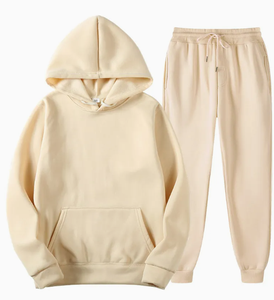 Precio al por mayor, conjunto de sudadera con capucha y pantalón de chándal de felpa gruesa, 100% algodón, transpirable, talla grande, para hombre, estilo holgado, para verano - Product Image 2