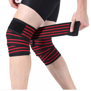 High Quality Weightlifting <b>Knee</b> Wraps Premium Elastic Material Strong Compression Adjustable Gym Training Gear - Product Image 1