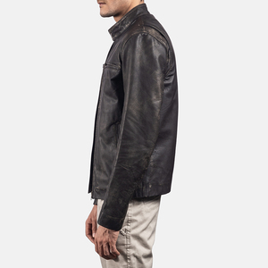 Leather <b>Jacket</b> Men Stand Collar Moto <b>Slim</b> <b>Fit</b> Coat Made In Pakistan Spring Autumn Fashion Motorcycle <b>jacket</b> for men - Product Image 1