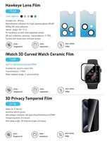 Étui de téléphone en cuir et silicone antichoc magnétique, protection d'écran en verre trempé 9H, film de protection pour appareil photo pour téléphone portable, tablette, montre