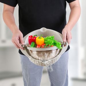 Ensemble de couvercles multifonctionnels en acier inoxydable pour bols mélangeurs, avec 3 râpes interchangeables, passoire, égouttoir et panier de lavage pour fruits et légumes - Product Image 2