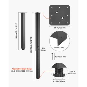 Heavy Duty Adjustable Square Steel Table Legs 24-40 in 1200 Lbs Max Load Quick Installation for Warehouse - Product Image 5