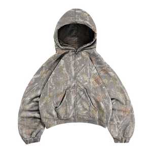 Sudadera con capucha extragrande para mujer, de manga larga con cremallera, estilo casual transpirable con estampado de camuflaje para otoño - Product Image 2