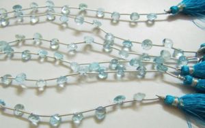 Perles de topaze bleue naturelle authentique, forme ronde, facettées, 3 mm, non traitées, brin de 8 pouces - Product Image 3