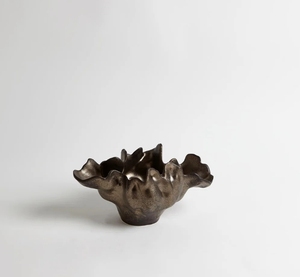 Handmade Cast Metal Ruffled <b>Decorative</b> Bowl Sculptural Organic Edge Tabletop Centerpiece Modern Luxury Home Decor Accent - Product Image 1