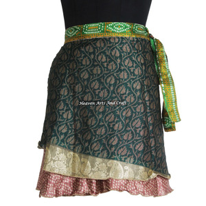 Hermosas minifaldas cruzadas multiusos, último estilo, faldas cortas cruzadas de seda, falda de buena calidad para niña/mujer, sari vintage. - Product Image 5