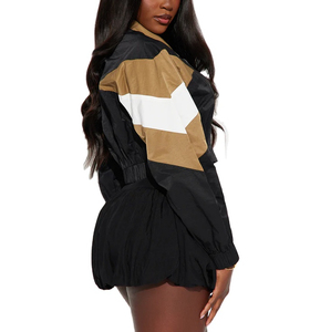 Chaqueta Cortavientos Sólida para Mujer, Manga Larga, Cuello Alto, Cierre de Cremallera, Deportiva, con Capucha Larga y Cuello Desmontable, Ligera - Product Image 4