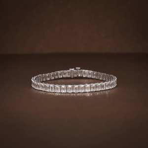 Pulsera de tenis con diamantes de moissanita VVS1 de corte esmeralda para mujer, de plata de ley 925, joyería fina, regalo de aniversario para esposas - Product Image 1