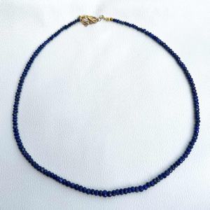 Collar de cuentas facetadas Rondelle de lapislázuli Natural de 3mm, 4mm, 5mm de calidad fina con cierre de plata de ley 925, collar de piedras preciosas - Product Image 1