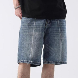 Acid Wash Denim Jorts Men Women Streetwear Loose Fit Vintage Cotton Custom OEM <b>Shorts</b> - Product Image 5