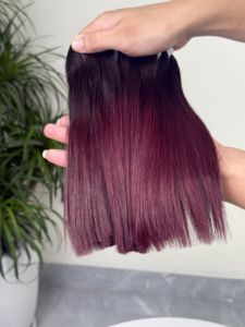 ผมต่อแบบเส้นตรงสีเบอร์กันดีออมเบร  สีแดงไวน์  ผมเวอร์จินแท้จากเวียดนาม  แบบ Double Drawn - Product Image 1