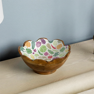 Tazones de Madera Hechos a Mano, Clásicos, Ecológicos, Ligeros y Duraderos, con Diseño de Estampado Floral, para Servir Comida en Casa y para Regalos - Product Image 6