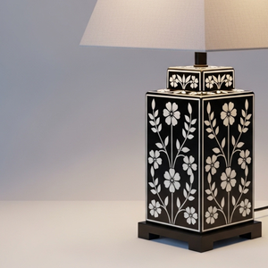 Lanterne de table artisanale en os incrusté, motif floral, mosaïque de luxe, lampe de chevet écologique, art indien traditionnel - Product Image 5
