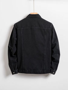 Mens Denim Jacket Fashionable Casual Streetwear Distressed <b>Jean</b> Jacket High Quality Winter Outerwear Loose Fit Vintage Style - Product Image 3