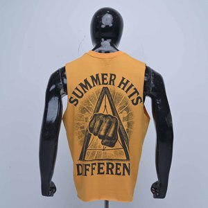 Fantastic New Style Men's Yellow Sleeveless Tank Top Detroit City Skyline Print O-Neck Casual Style - Product Image 2