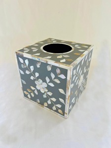 Moderna Cubierta para Caja de Pañuelos de Perla Pulida, Porta Servilletas Cuadrado Decorativo con Diseño Incrustado HASAN CRAFT para Hogar, Baño y Cocina - Product Image 1