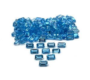 Topacio Azul Natural, Corte Octogonal, Facetado, Piedras Sueltas de 4MM y 6MM, Calibradas, Certificadas por Terceros, Venta al Por Mayor de Joyería - Product Image 3