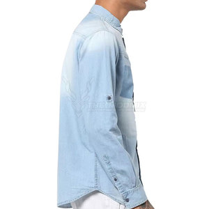 เสื้อเชิ้ตยีนส์ผู้ชายคลาสสิก สีฟ้าอ่อน แขนยาว สไตล์ลำลอง ติดกระดุม ปกคอพับ ผ้าทวิลล์ 100% คอตตอน ระบายอากาศได้ดี แห้งเร็ว - Product Image 2