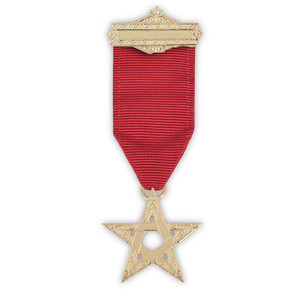 Custom Past Sovereign Master Allied Masonic Degrees Breast Jewel Gold Plated Square <b>Compass</b> Medal with Green Ribbon - Product Image 2