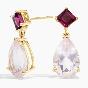 Pendientes de Oro de 18K para Mujer con Turmalina Rosa y Cuarzo Rosa en Corte Pera, Estilo Clásico, Joyería para Boda - Product Image 4