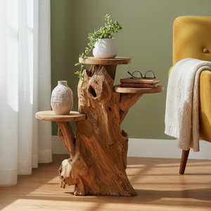 Décoration d'intérieur ARTERRA Diwali de qualité supérieure, meubles de luxe uniques, support de présentation en racine de teck organique, artisanat en bois massif, intérieur/extérieur - Product Image 4