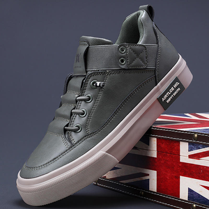 Zapatillas deportivas vulcanizadas negras de caña alta para hombre, hechas de cuero PU, elegantes zapatillas casuales con plataforma. - Product Image 6