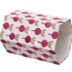 Corbeille à déchets hexagonale décorative en tissu de coton imprimé à la main, motif végétal, pour la maison et le bureau. - Product Image 1