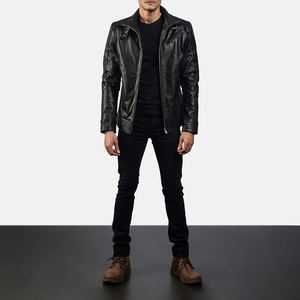 High Quality New Design Causal Wear Leather <b>Jacket</b> Customized Logo <b>Slim</b> <b>Fit</b> Real Leather Biker Winter <b>jacket</b> for men - Product Image 2