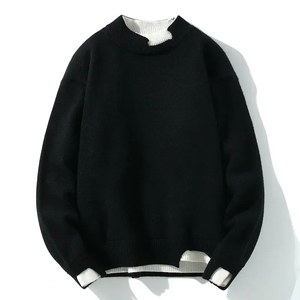 AL SWANS INTERNATIONAL Men's Solid Color Knitted Anti-Pilling Pullover Sweater Full Sleeve Crew Neck Autumn Wear Cotton Material - Product Image 2