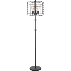 65 "H lampada da terra a gabbia industriale nera con lampadina Edison 1 pz/CNT 4.88/24.68" - Product Image 5