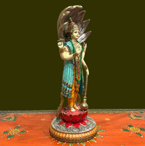 Statue Artisanale en Résine Effet Marbre du Dieu Vishnu - Idole de Vishnu Chaturbhuja Debout avec Capuchon Sheshnaag pour Décoration de Temple Domestique Diwali - Product Image 6