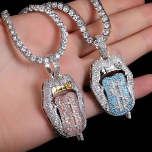 Colgante de Labios de Lujo con Incrustaciones de Moissanita, Chapado en Plata 935, Estilo Hiphop, Unisex, Certificado IGI, 2.00 Pulgadas - Product Image 1