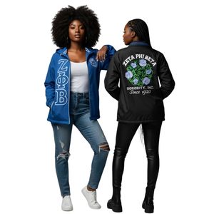 Zeta Phi Beta Blue Windbreaker <b>Jacket</b> Greek Letter Sorority Outerwear Lightweight Zip Up Casual Sporty <b>Jacket</b> - Product Image 5