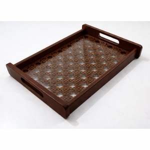 Plateau de service décoratif en bois multifonctionnel, qualité commerciale, design élégant, rectangulaire, écologique, pour la restauration, multifonctionnel - Product Image 6