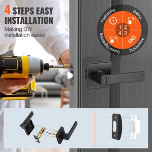 1 Pezzo Maniglia per Porta Opaca Nera con Serratura Senza Chiave Reversibile, Rotazione a 45 Gradi, Chiusura per Porte Destra e Sinistra - Product Image 4