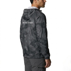 Trendy Design Mens <b>Camo</b> Print Hooded Windbreaker <b>Jacket</b> Full Zip Lightweight <b>Waterproof</b> Outdoor Sports Running Coat - Product Image 3