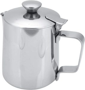 Top Quality Stainless Steel <b>Milk</b> Frother Steamer with Lid Coffee Mug for Espresso Coffee Cappuccino Latte Art for Office Kitchen - Product Image 1