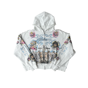 Sudadera con capucha de lujo para hombre, 100% algodón, con lavado ácido, transpirable, con estampado puff, con cremallera, estilo urbano oversize de alta moda, con MOQ bajo y marca privada - Product Image 1