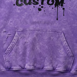 Men's Eco-Friendly Reversible Heavyweight 100% Cotton <b>Purple</b> <b>Tie</b> Dye Hooded Tracksuit Set Flame Print Streetwear Full Length - Product Image 5