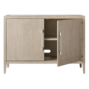 Contemporary <b>Sideboard</b> Cabinet Solid Teak Two Door Natural Grain Adjustable Shelf <b>Storage</b> Luxury Dining Room Furniture - Product Image 3