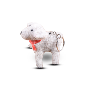 White Felt Plush Dog Key <b>Ring</b> Stylish and Cute Key Chain Accessory - Product Image 1
