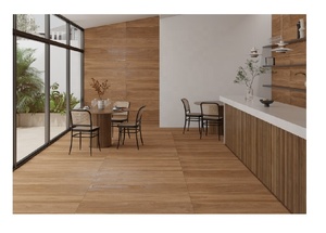 Carreaux muraux en porcelaine effet bois 600x1200 brillants antidérapants adhésifs pour villa, salon, salle de bain, style moderne minimaliste, couleur unie - Product Image 6