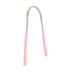 Olive Green Wire Pink Silicone Handle Tongue Scraper Stainless Steel Non <b>Slip</b> Oral Hygiene Bacteria Bad Breath Remover Adult - Product Image 2
