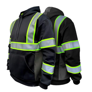 High Visibility <b>Construction</b> Workwear Coat Winter Warm Reflective Safety Hoodie Breathable <b>Work</b> <b>Jacket</b> for Men's BY HI - Product Image 4