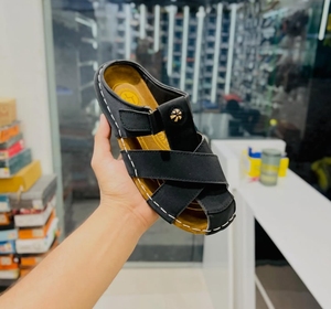 Men Leather Flat <b>Sandals</b> Open Toe Double Buckle Slides Breathable Casual Summer Beach Slippers Rubber Midsole Microfiber Lining - Product Image 4