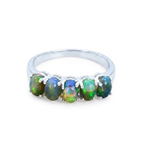 925 Sterling Silver Natural Black Opal <b>Ring</b> Handmade Gemstone Band <b>Ring</b> Fine Jewelry Wholesale Manufacturer Custom Bulk Supply - Product Image 2